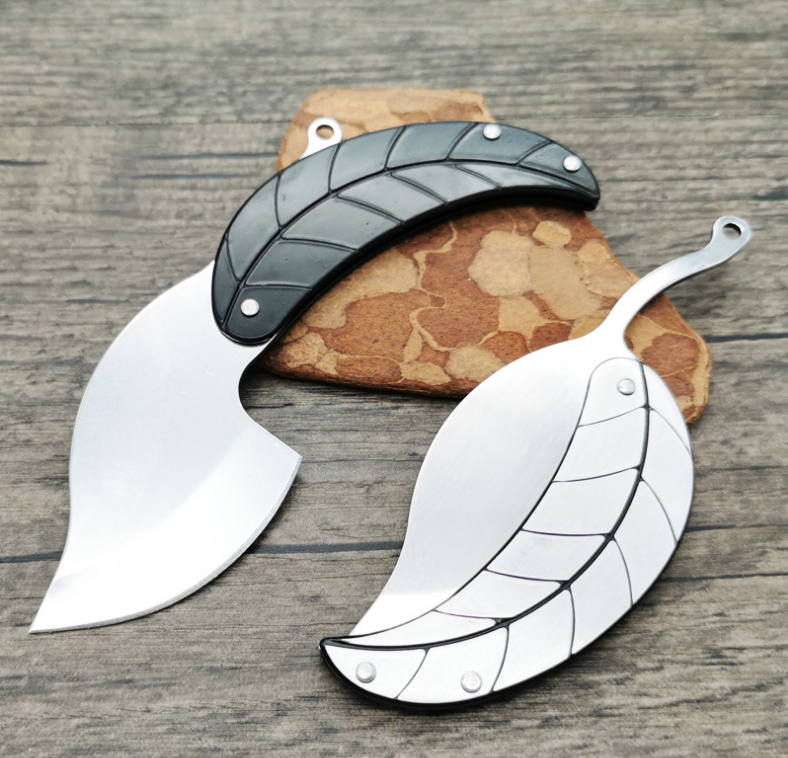 Portable Stainless Steel Blade Folding Pocket Knife Leaf Shape Mini Knife Creative Gift Knife