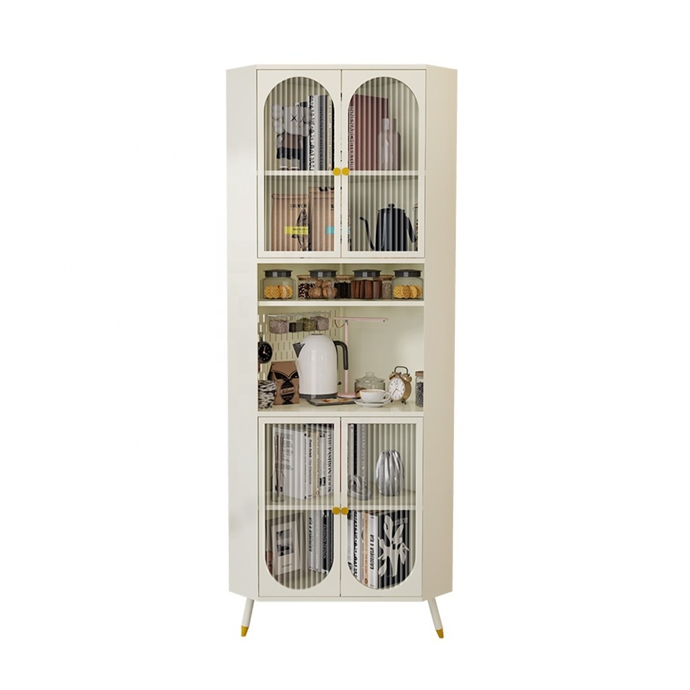 ZAMAXICO Tall Corner Cabinet with Doors and Shelves Freestanding Corner Storage Cabinet for Bathroom Kitchen  Living Room White