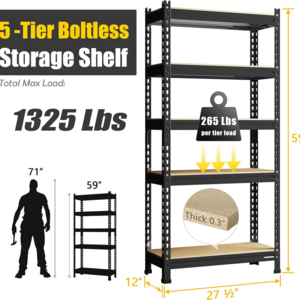 Kitchen Office Boltless Assemble Set Frame Storage Racks Shelving Units 1.8M