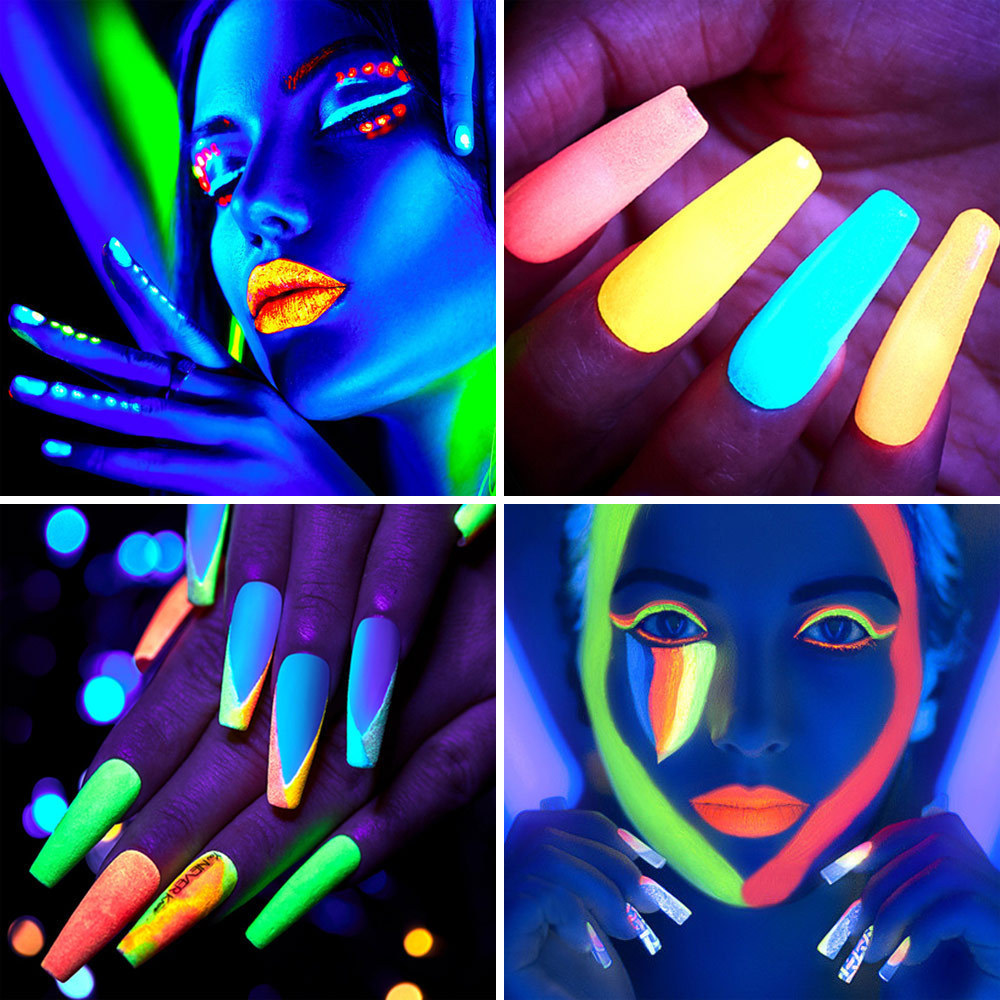 Acrylic Luminous Fluorescent Powder Glow In the Dark Nail Art Pigment Fluorescent Powder Manicure DIY Nail Art Decorations