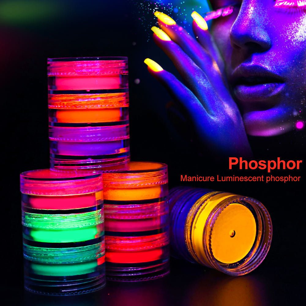 Acrylic Luminous Fluorescent Powder Glow In the Dark Nail Art Pigment Fluorescent Powder Manicure DIY Nail Art Decorations