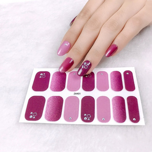 Most Popular In 2023 Nail Art Stickers Warious Colorful 14 Strip Nail Wrap With Custom Nail Polish Strips Package