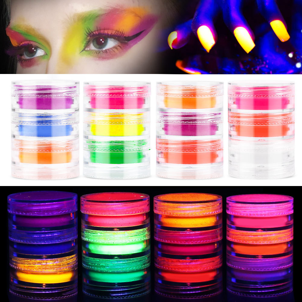 Acrylic Luminous Fluorescent Powder Glow In the Dark Nail Art Pigment Fluorescent Powder Manicure DIY Nail Art Decorations