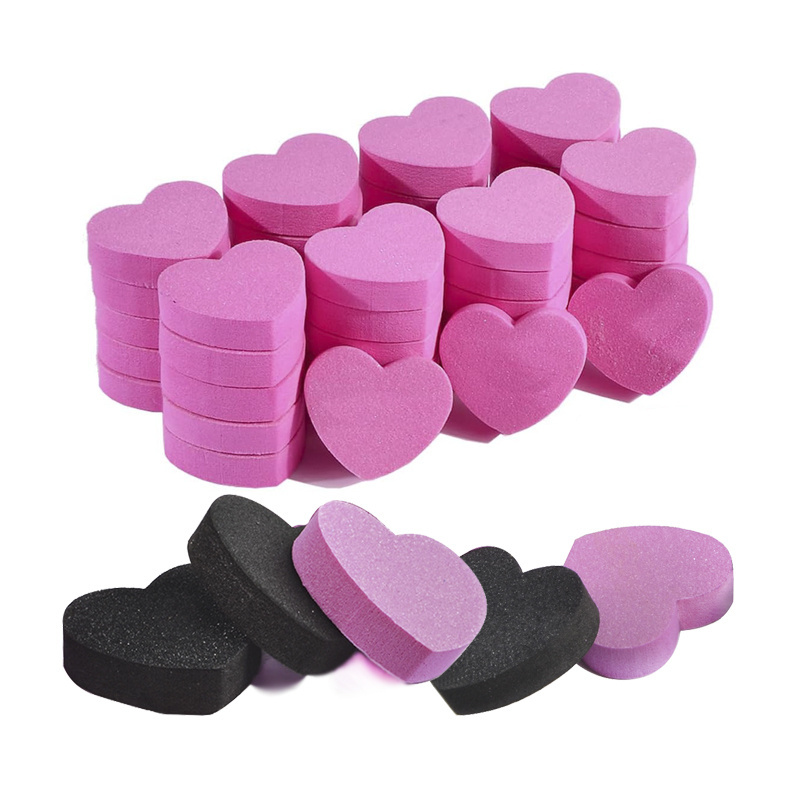 2023 Hot Selling Beauty Nail File Mini  Heart sponge buffer Professional Disposable Heart Shape cute File For Nail