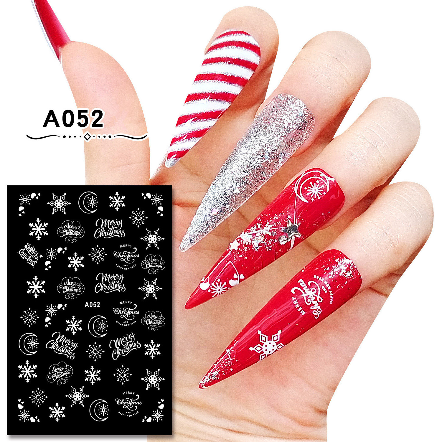 2022 wholesale christmas nail art decals seal semi cured gel nail sticker 3d 5d nail slider