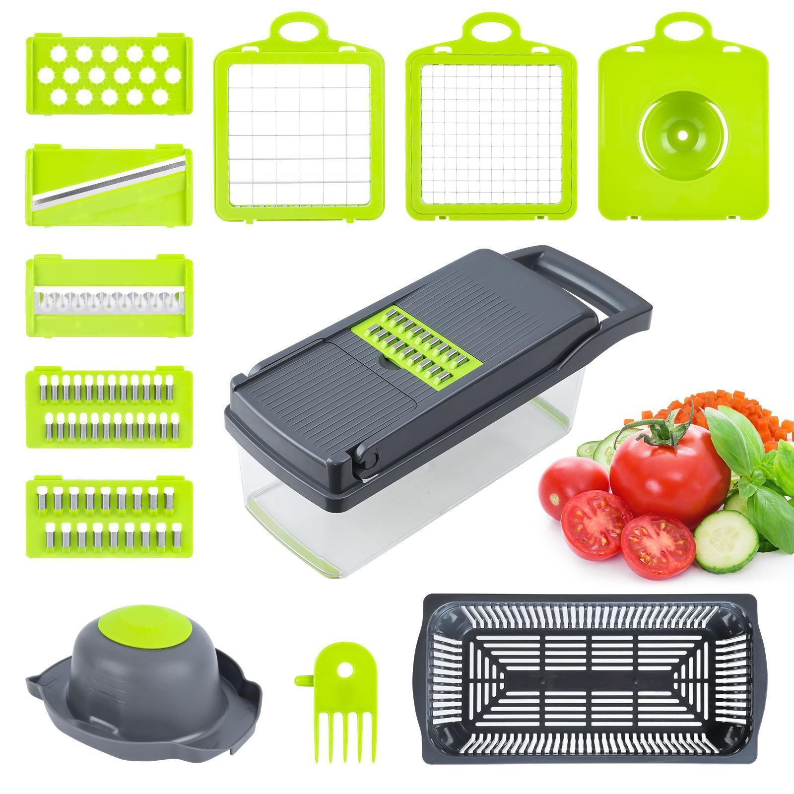 Factory Wholesale Kitchen Accessories 16 In 1 Food Cutter Veggie Onion Chopper Mandoline Slicer Multifunctional Vegetable Cutter