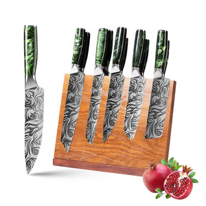 amazon hot selling 2024 custom damacu couteau de cuisine knives kitchen chef knife set with stainless steel block