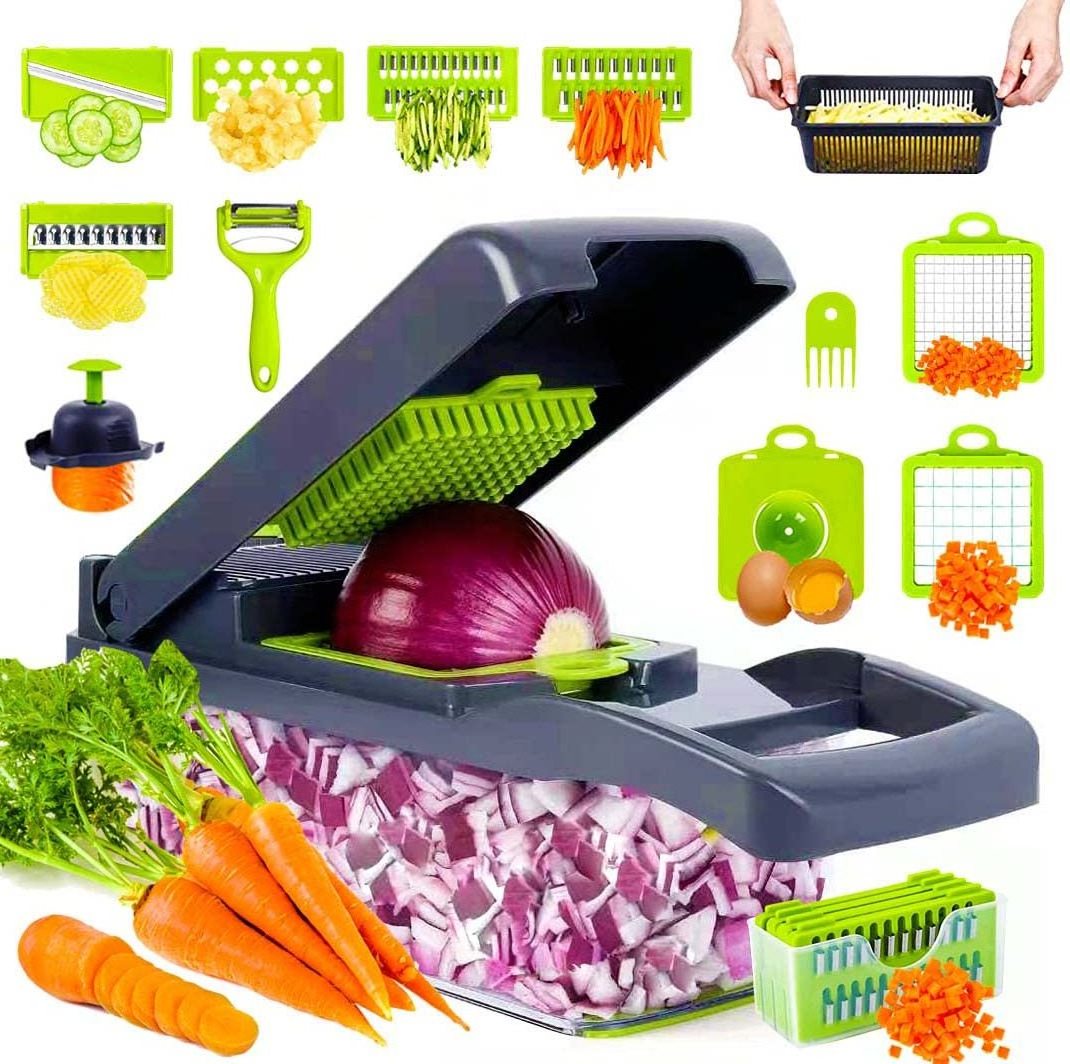 Factory Wholesale Kitchen Accessories 16 In 1 Food Cutter Veggie Onion Chopper Mandoline Slicer Multifunctional Vegetable Cutter