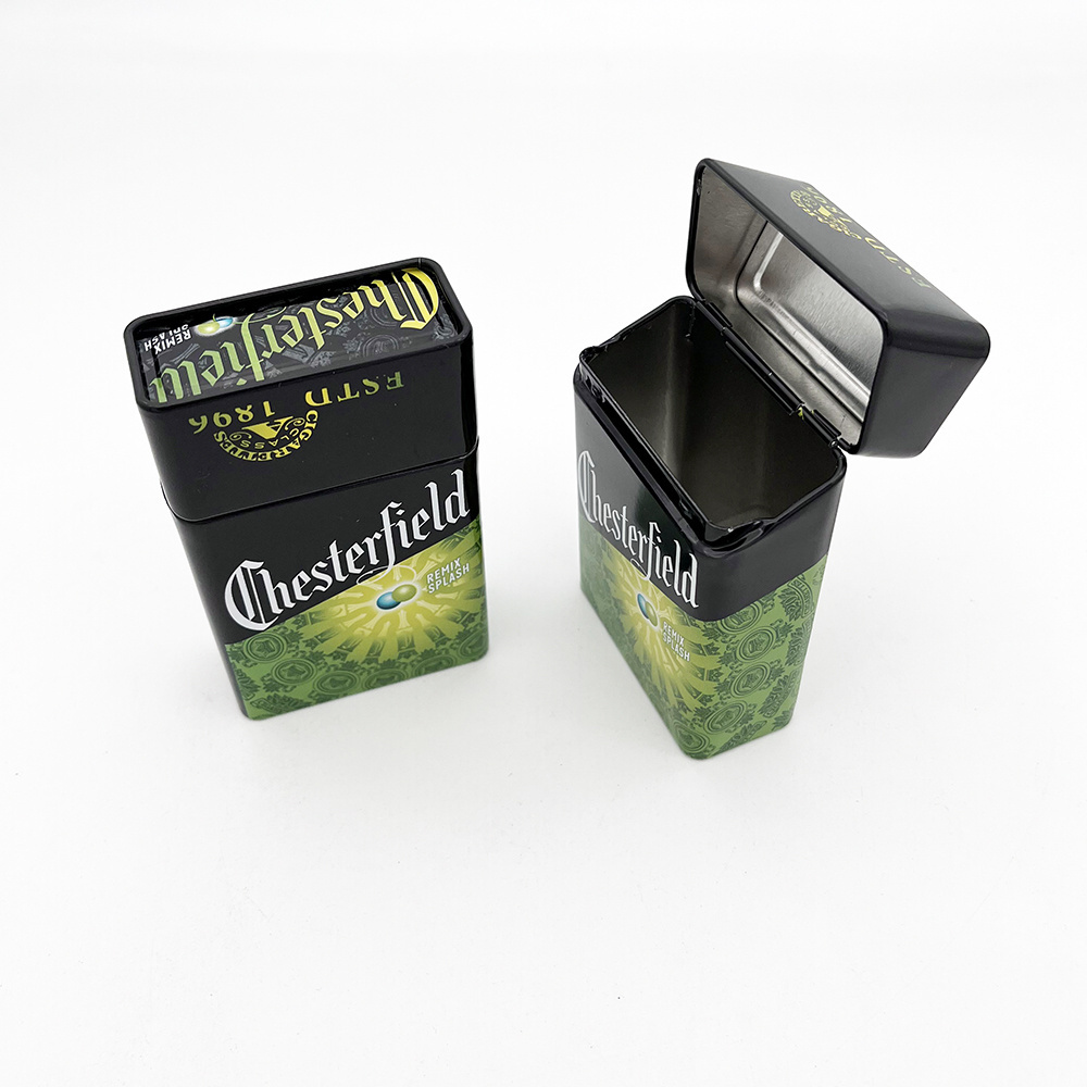 custom printing rectangle hinged metal cigarette tin box