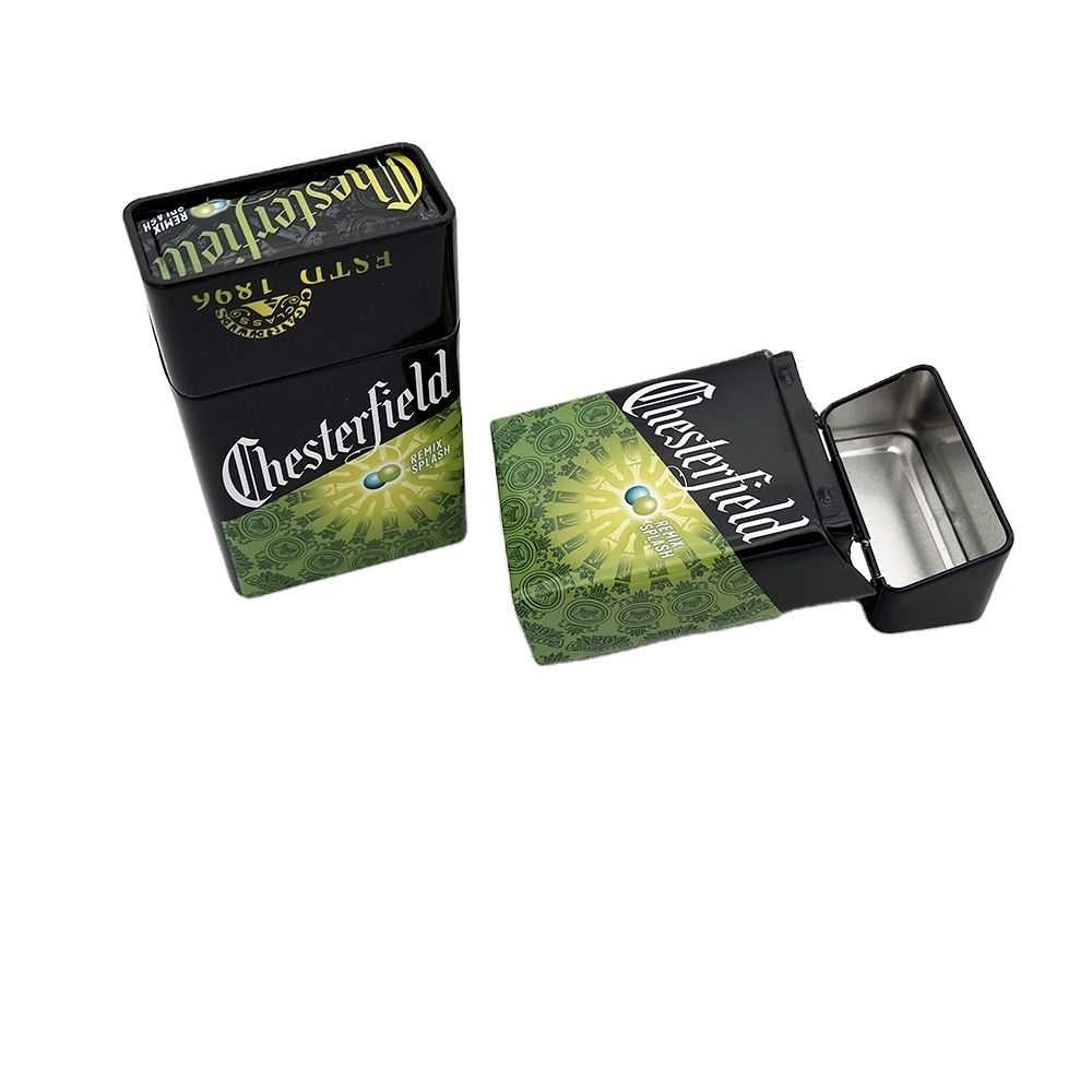 custom printing rectangle hinged metal cigarette tin box