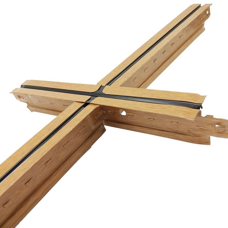 Main T Grid Ceiling Suspended Wood Grain Black Line Fut Ceiling T Bar with PVC Ceiling Panel