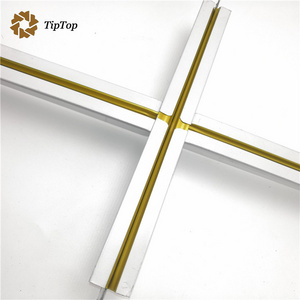 32/38 H New Material  Suspended Ceiling Component White and Black Line Flat Ceiling T-Bar Wall Angel for Ceiling Decoration