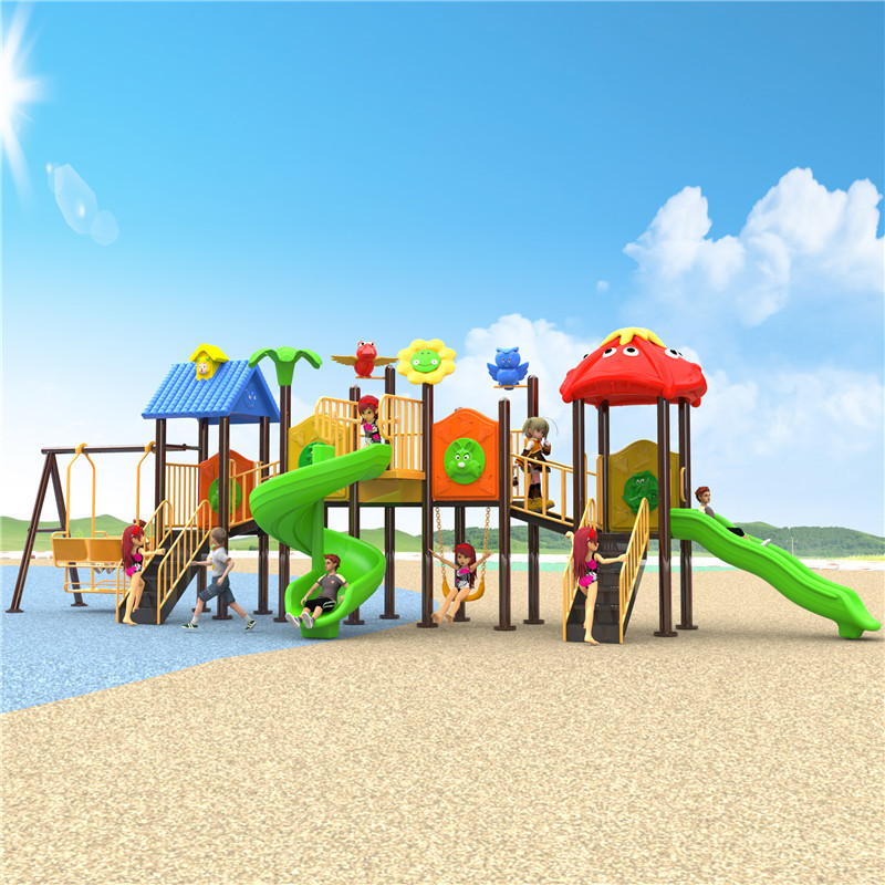 New outdoor equipment supply plastic slide and swing children's playground