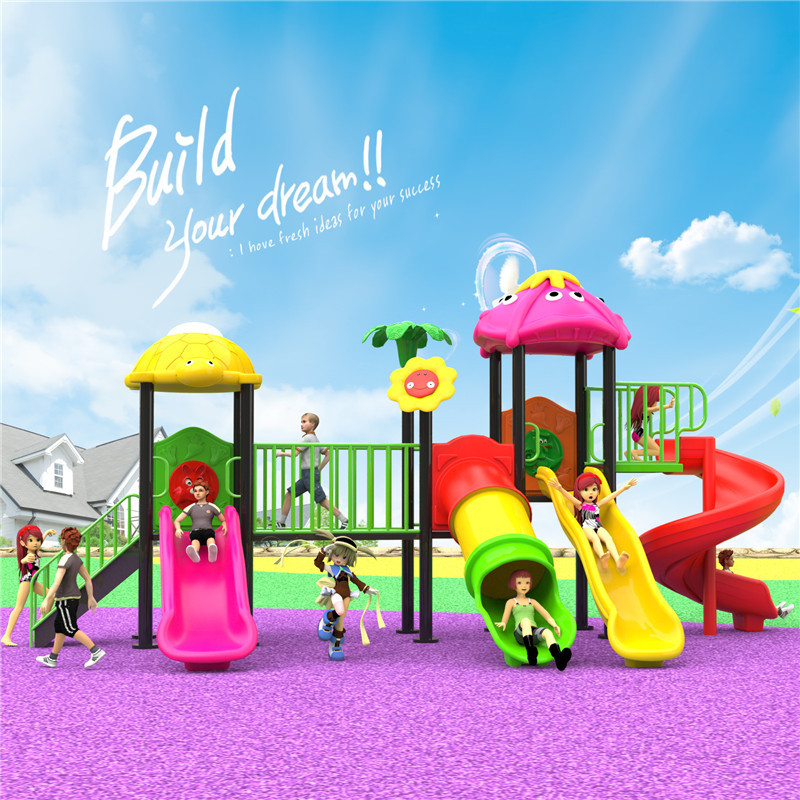 New outdoor equipment supply plastic slide and swing children's playground