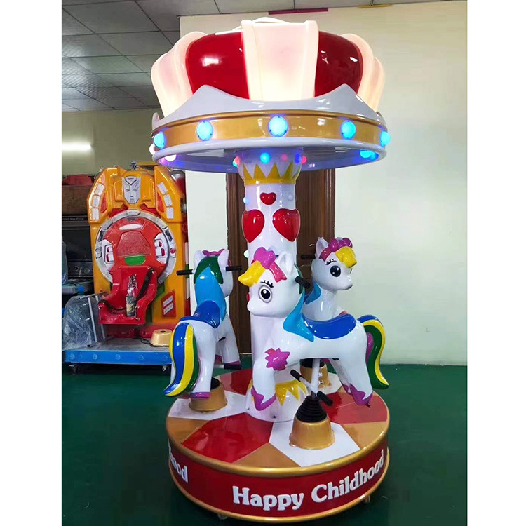 New kids rides amusement park small electric merry go round  fiberglass horse for carousel