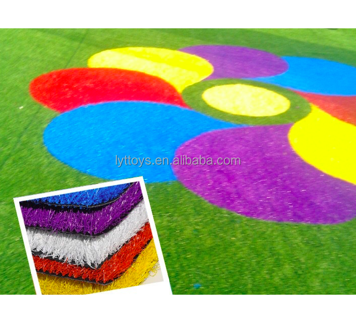 High quality colored artificial grass carpet for kindergarten rainbow runway