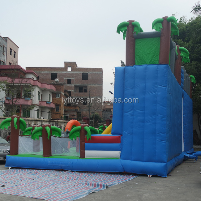 Jungle theme giant inflatable castle slide for sale