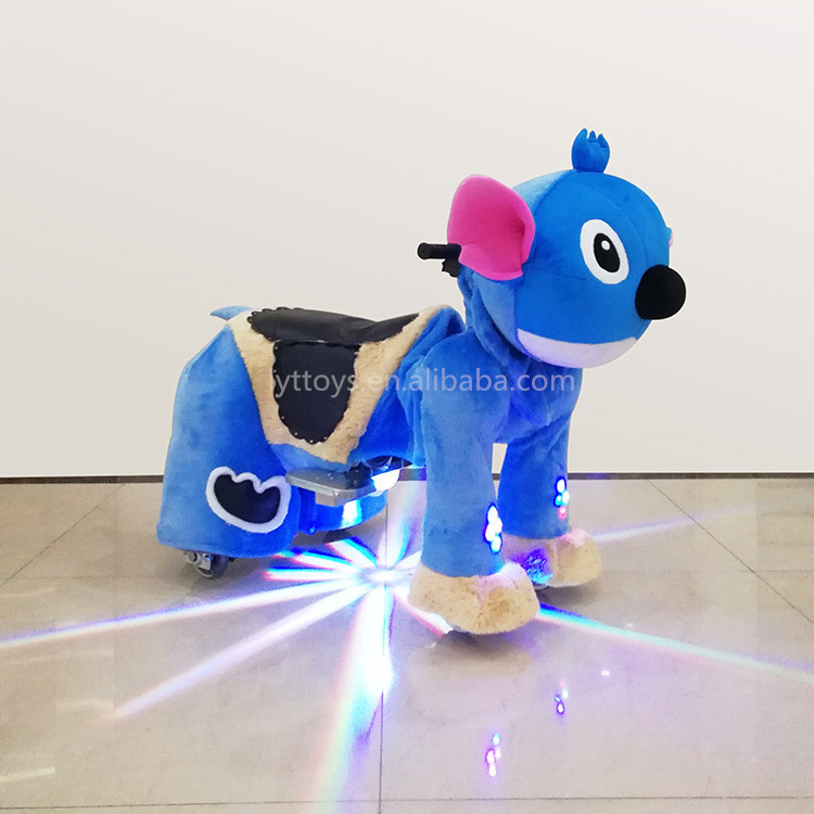 Custom electric animals for shopping malls kids riding horse toys 6v plush animal ride lights