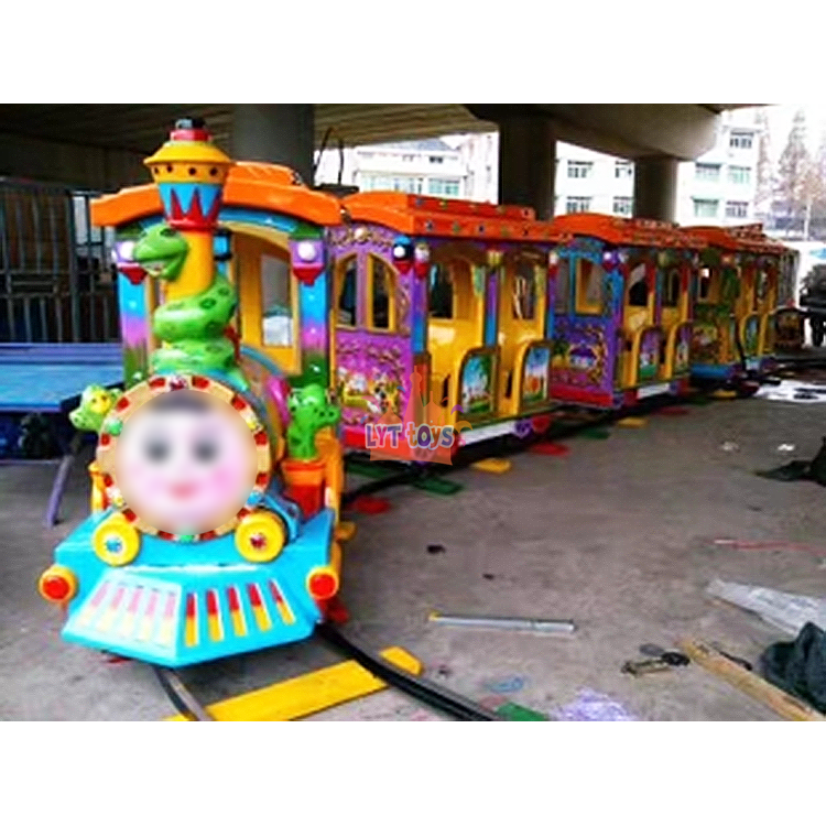 Cartoon Animal Theme Outdoor Track 12V Ride On Train Outdoors Electric Train For Kids