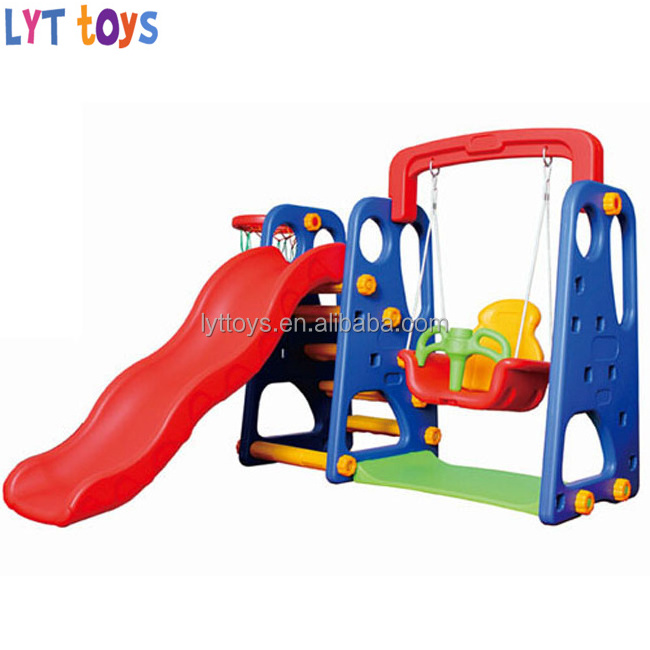 Different size playhouse indoor children pool with plastic slide with swing