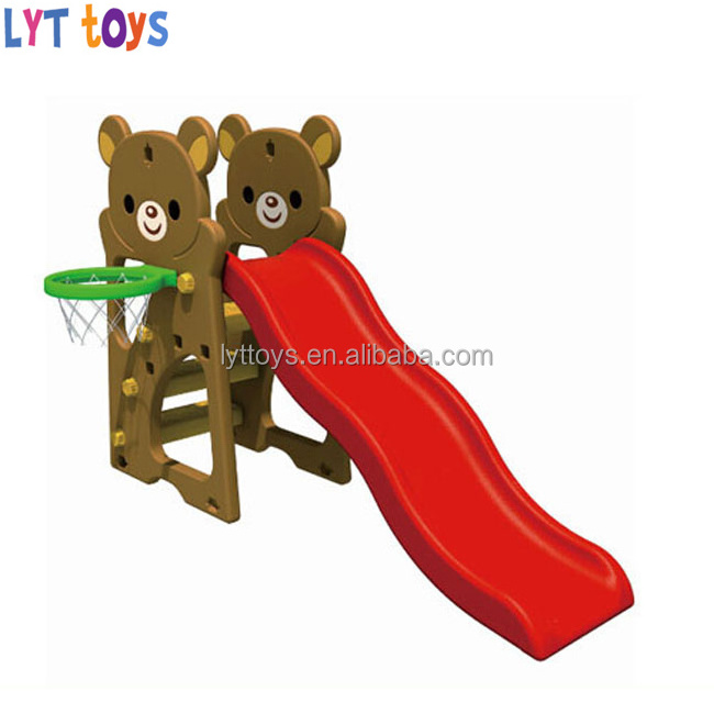 Crazy and popular indoor kids playhouse plastic slide with swing