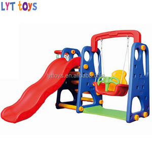 Crazy and popular indoor kids playhouse plastic slide with swing