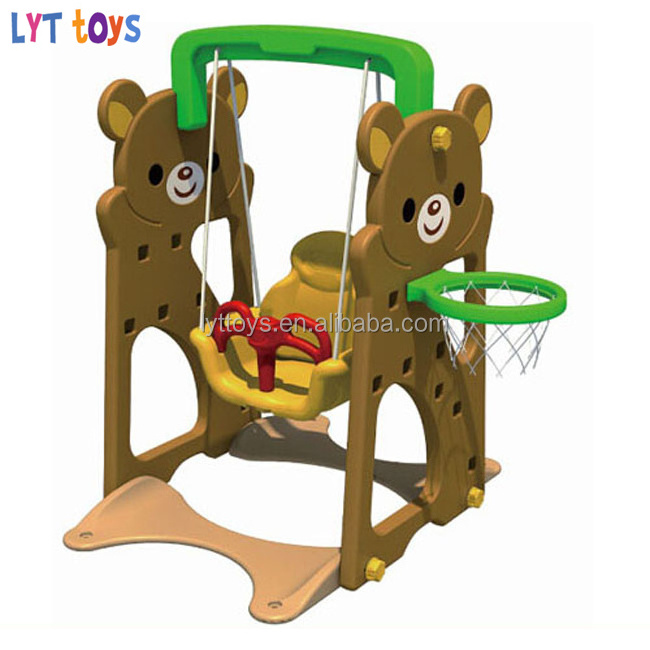 Crazy and popular indoor kids playhouse plastic slide with swing