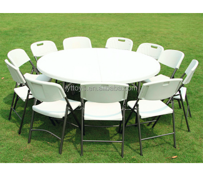 10 people wedding party outdoor banquet table plastic round folding chair table