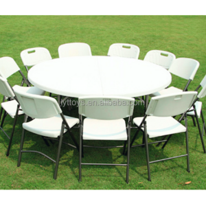 10 people wedding party outdoor banquet table plastic round folding chair table