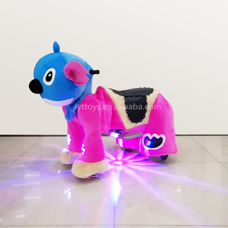 Custom electric animals for shopping malls kids riding horse toys 6v plush animal ride lights