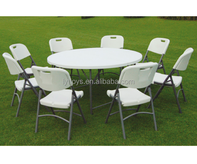 10 people wedding party outdoor banquet table plastic round folding chair table