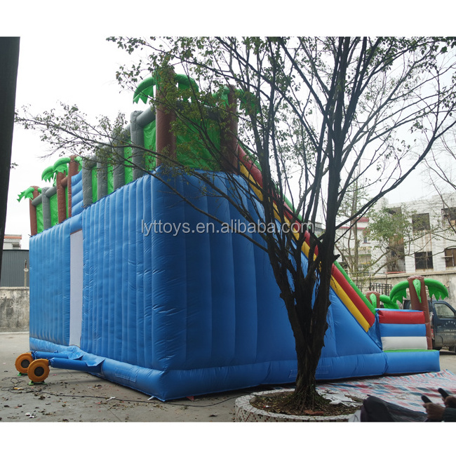 Jungle theme giant inflatable castle slide for sale