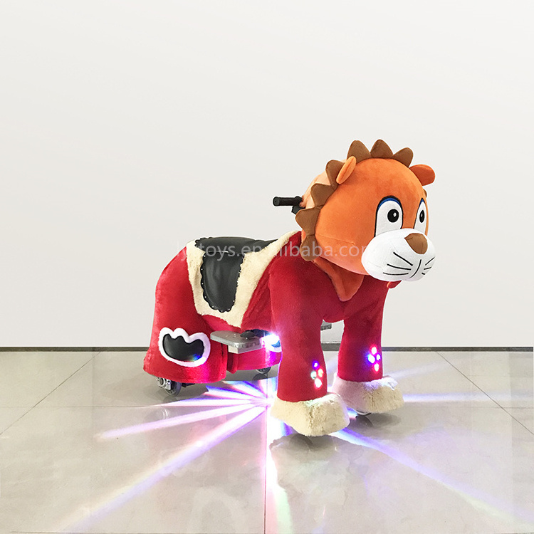 Custom electric animals for shopping malls kids riding horse toys 6v plush animal ride lights