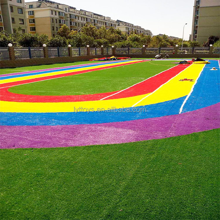 High quality colored artificial grass carpet for kindergarten rainbow runway