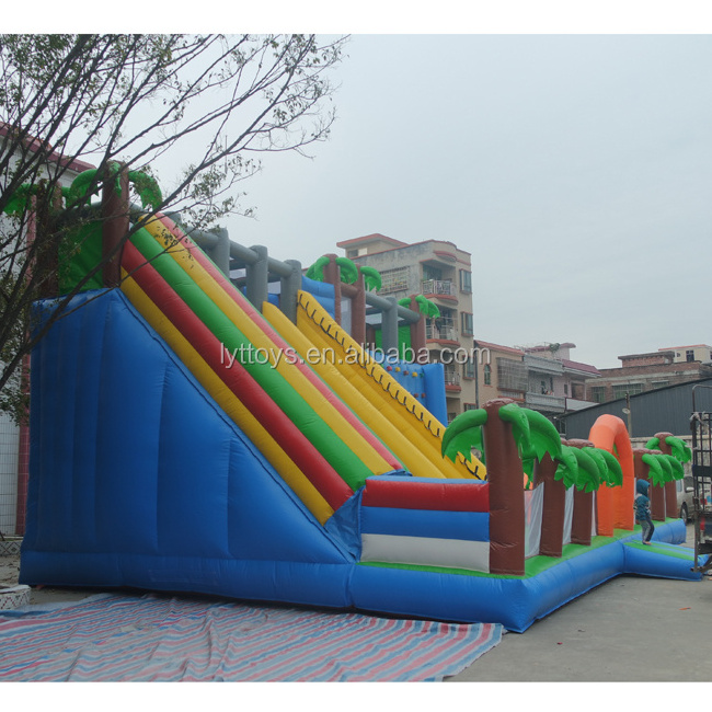 Jungle theme giant inflatable castle slide for sale