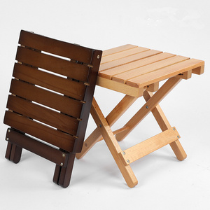 Wholesale Portable Stool Bath Seat Folding Square Bamboo Stool Bench