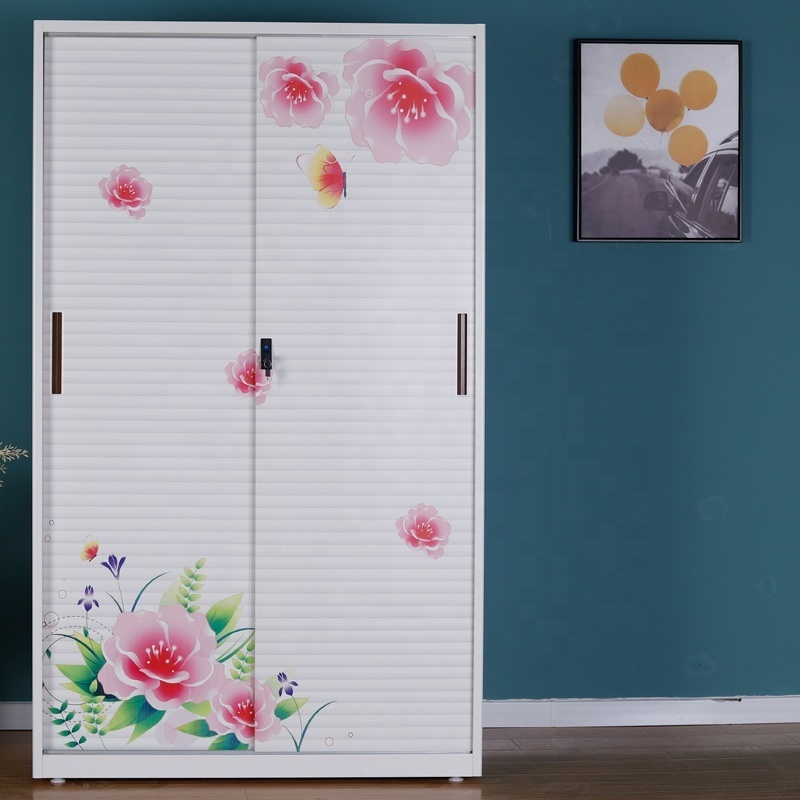 Customized 2 door wardrobe closet with hanging rod  metal wardrobe baby closet metal locker wardrobe