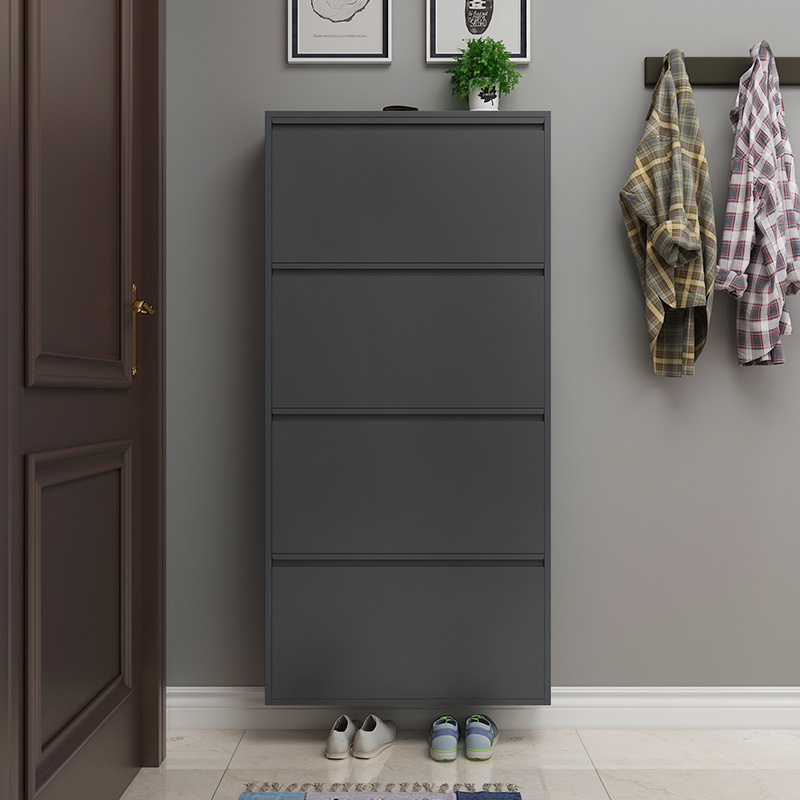 New design wall mounted shoe steel cabinet storage cupboard 4 drawers metal shoe cabinet