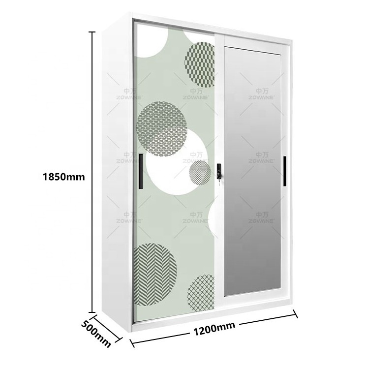 Clothes Cupboard Design Sliding Door Bedroom Storage Cupboard With Beautiful Prints Metal Wardrobe