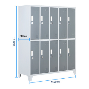 KD Steel furniture Hotel Used Clothes Luggage Bag 10 Door Steel Locker Cabinet For Changing Room Metal Gym Locker