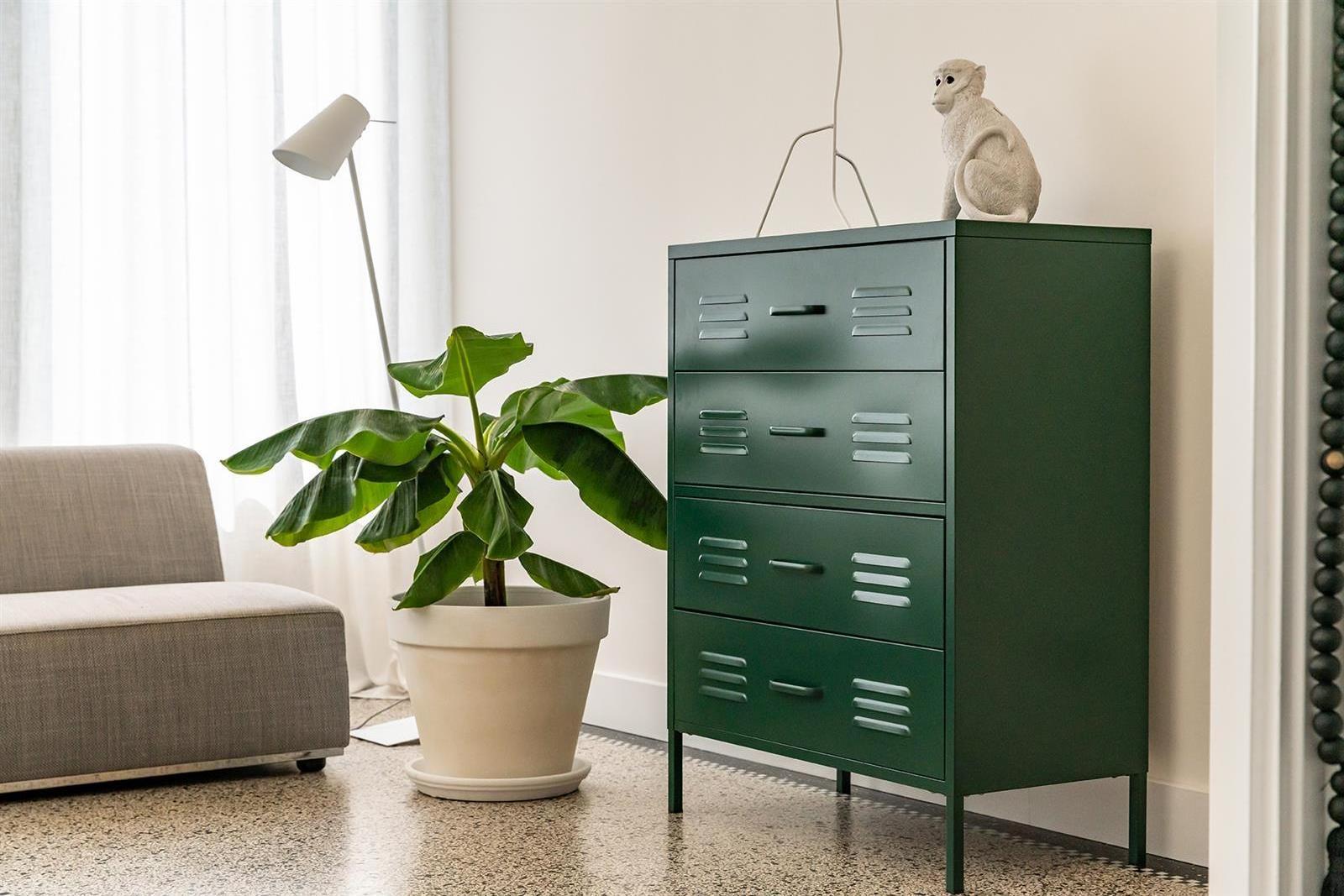 Home Decorative Furniture Living Room Entrance Cabinets Bedroom Bedside Drawer Chest 4-drawers Metal Side Cabinets with Stand