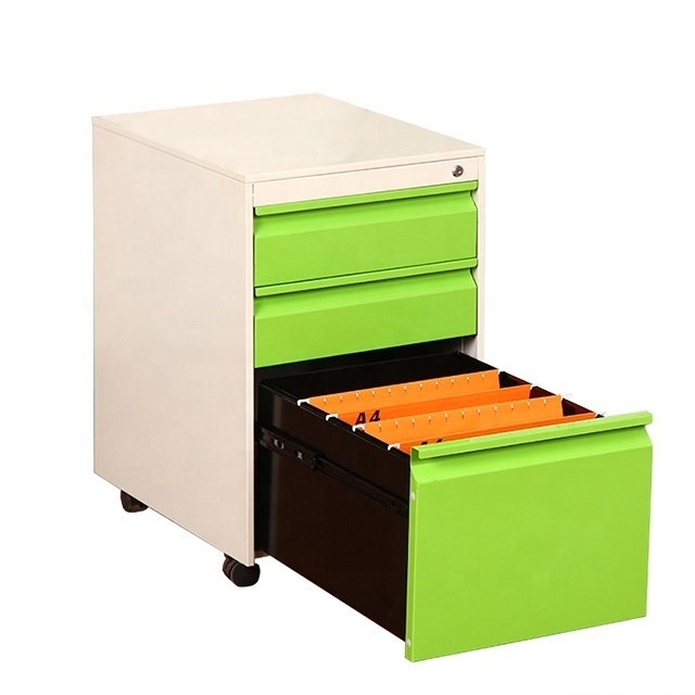 Factory Supply Vertical Office Lateral Steel Movable Pedestal Under Desk Mobile Pedestal 3 Drawer Cabinet