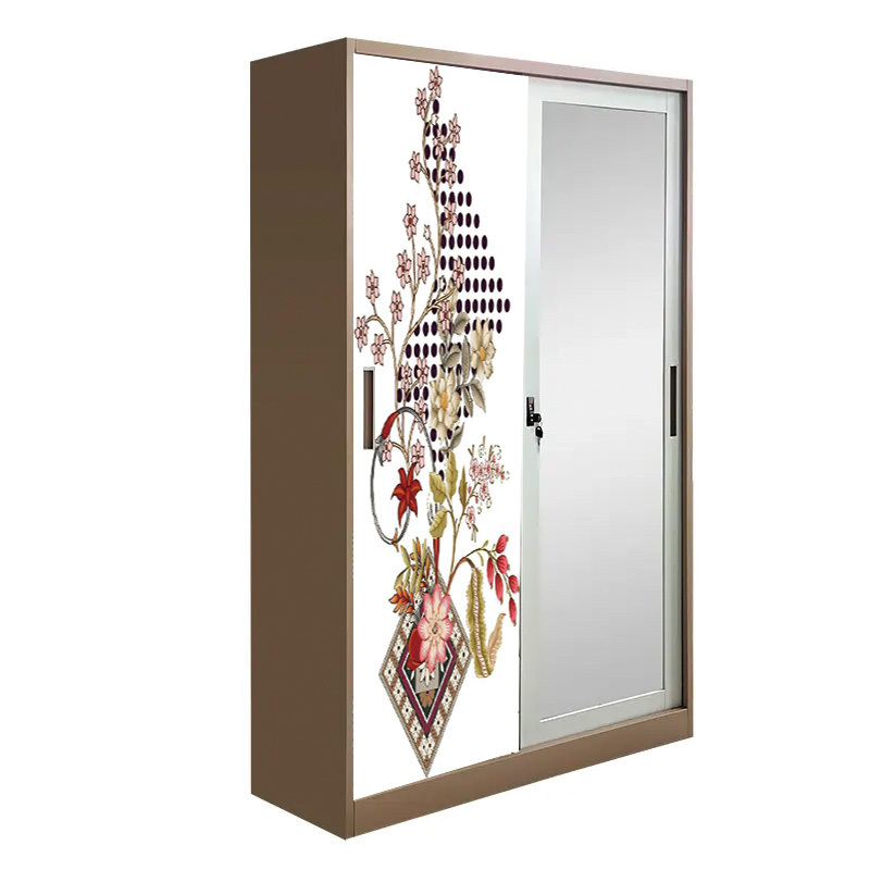 Bedroom Closet Furniture Printing Sliding Door Metal Wardrobe steel almari metal wardrobe moderno de armario de metal