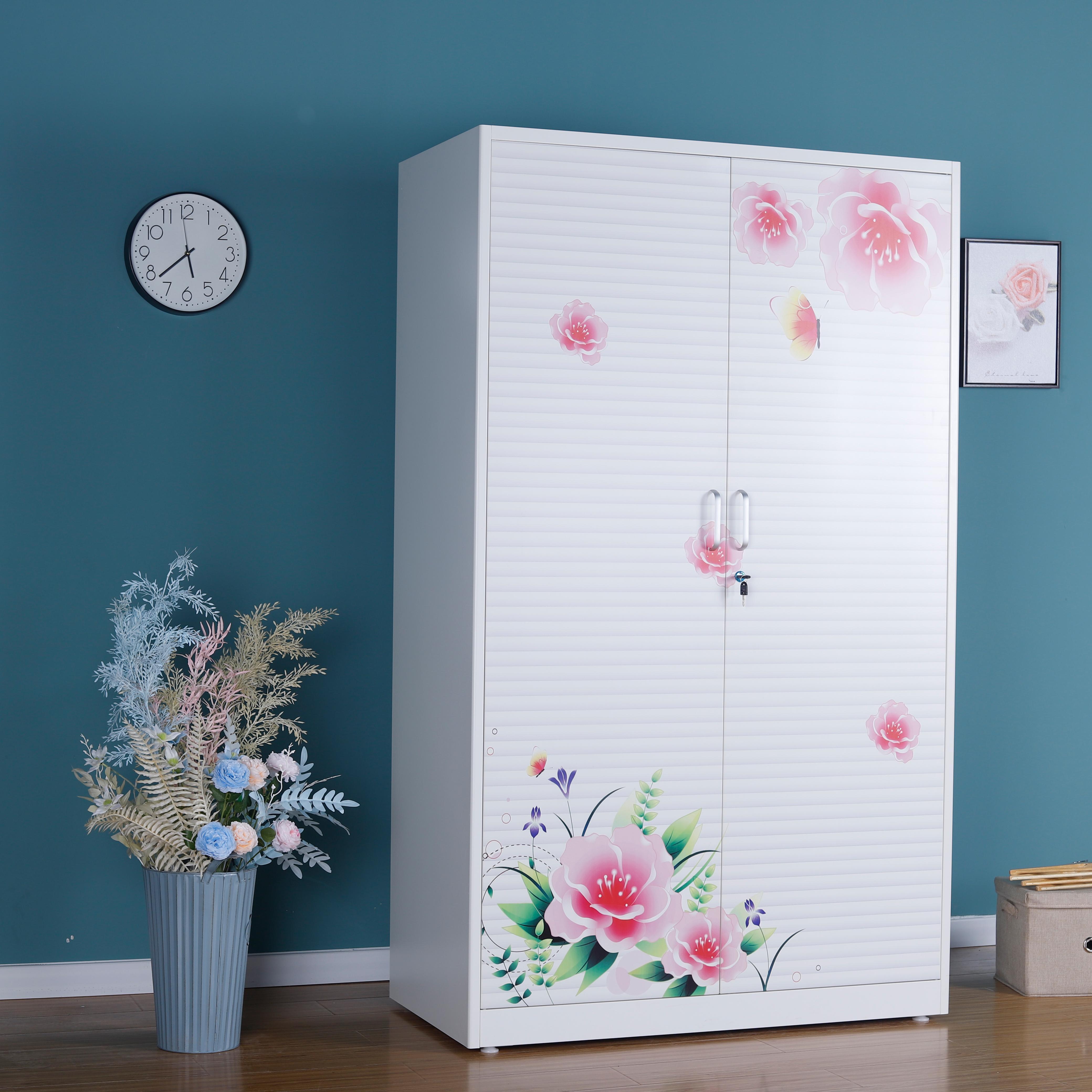 Chinese Luxury Simple Designs Swing Door Cloth Dressing Wardrobe Cupboards For Bedroom metal printed wardrobe