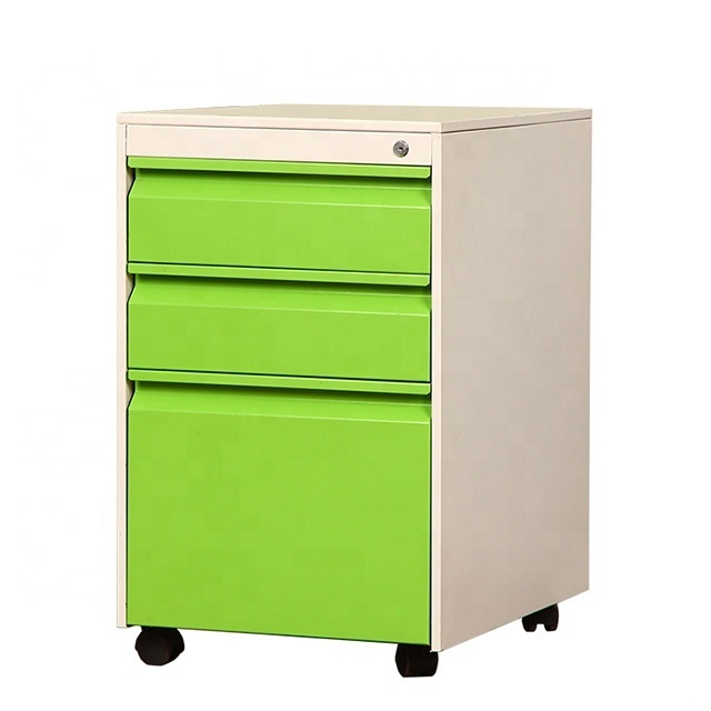 Factory Supply Vertical Office Lateral Steel Movable Pedestal Under Desk Mobile Pedestal 3 Drawer Cabinet