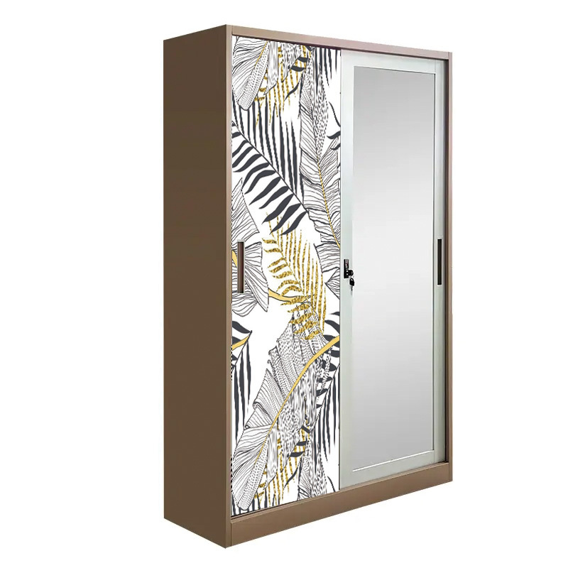 Bedroom Closet Furniture Printing Sliding Door Metal Wardrobe steel almari metal wardrobe moderno de armario de metal