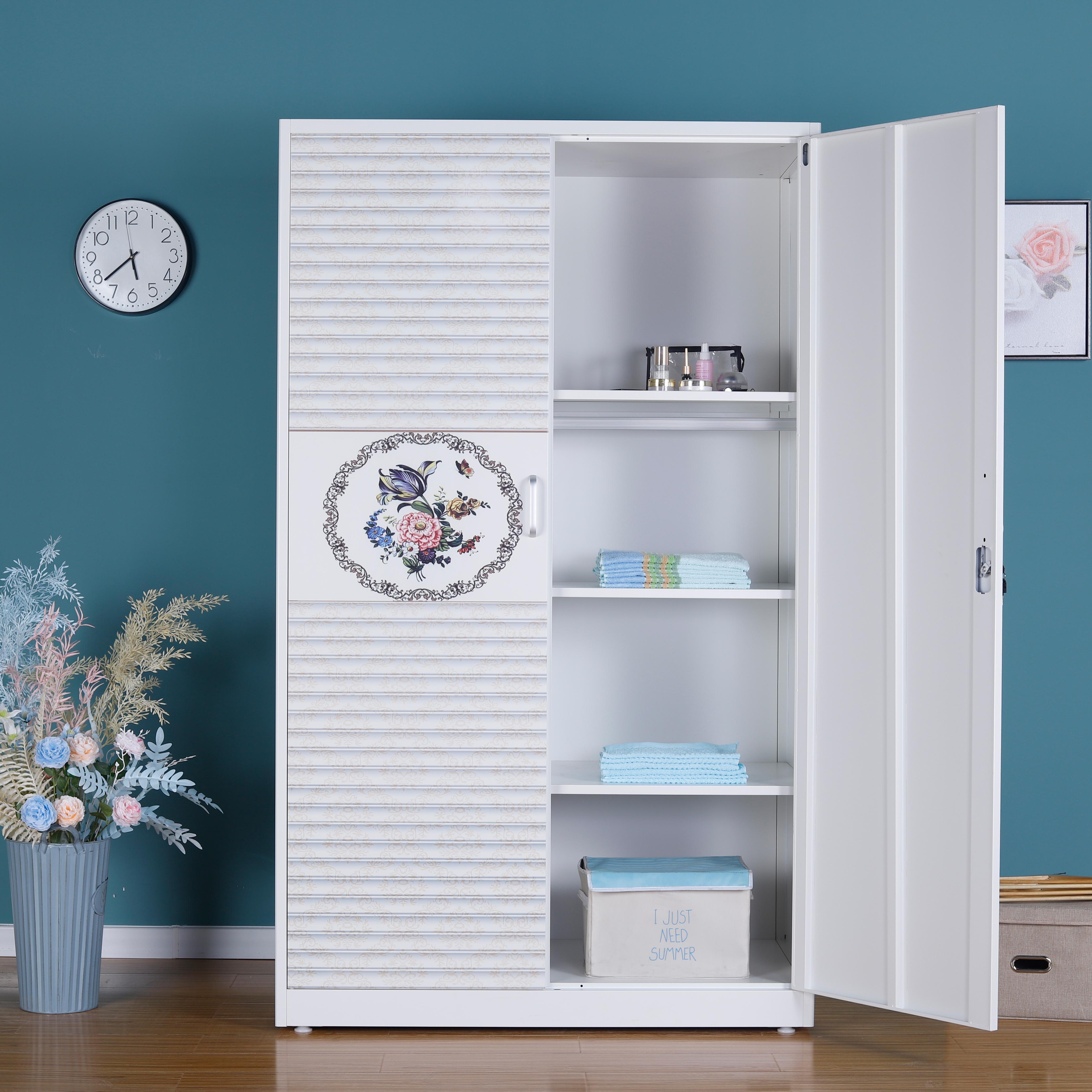 Chinese Luxury Simple Designs Swing Door Cloth Dressing Wardrobe Cupboards For Bedroom metal printed wardrobe