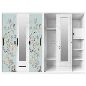 luxury living room printed drawer sliding door mirror almirah design cabinet metal storage furniture wardrobes bedroom closet