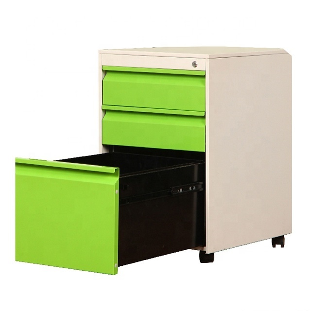 Factory Supply Vertical Office Lateral Steel Movable Pedestal Under Desk Mobile Pedestal 3 Drawer Cabinet