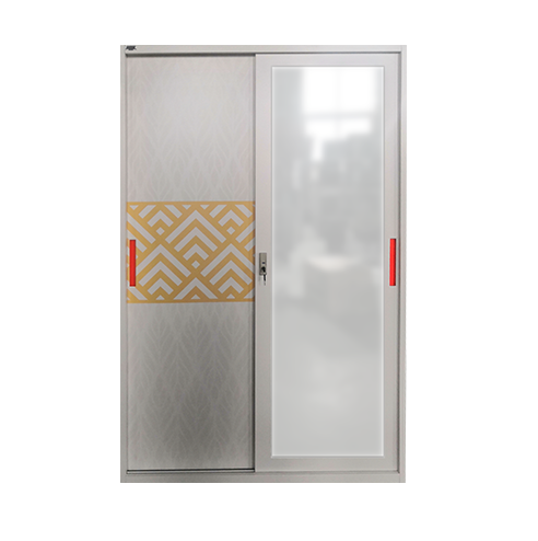 Wholesale Cheap factory price white wardrobe Lemari Sliding 2 Doors Metal Wardrobe closet With Mirror